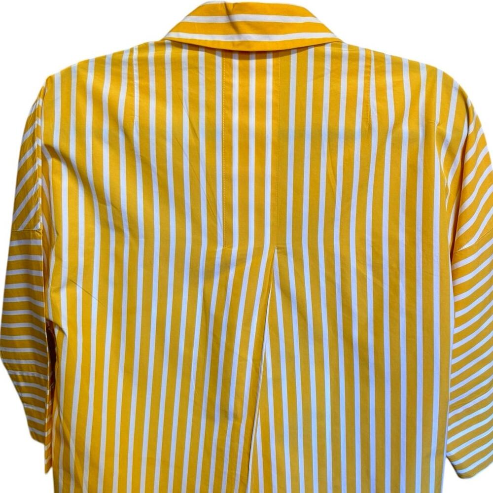 Akris Punto Kodak Stripe Poplin Blouse Kimono Sleeve Yellow White Size 2 - Picture 5 of 9